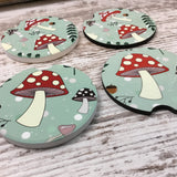 Cottagecore Mushrooms Car Coasters, Set of 2