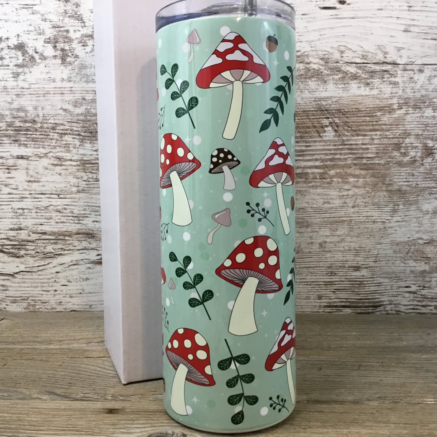 Cottagecore Mushrooms 20 oz Skinny Tumbler with Lid and Straw