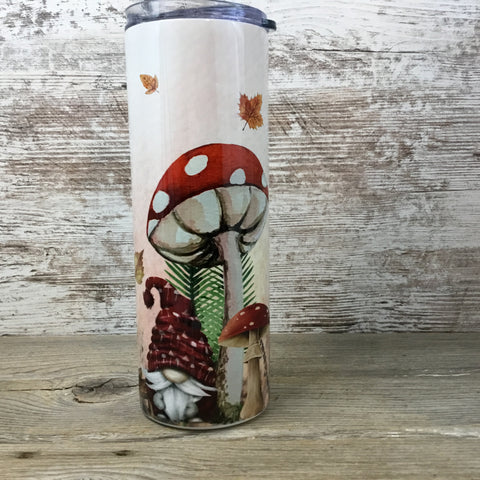 Forest Gnomes Mushrooms 20 oz Skinny Tumbler with Lid and Straw