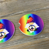 Hippie Gnomes Car Coasters Tie Dye
