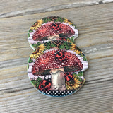 Lady Bug Mushroom Car Coasters, Set of 2