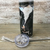 Holstein Cow Skinny Tumbler with Straw & Lid