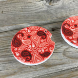 Blue or Red Paisley Car Coasters Set of 2