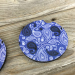 Blue or Red Paisley Car Coasters Set of 2