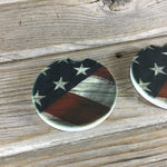 Rustic American Flag Car Coasters