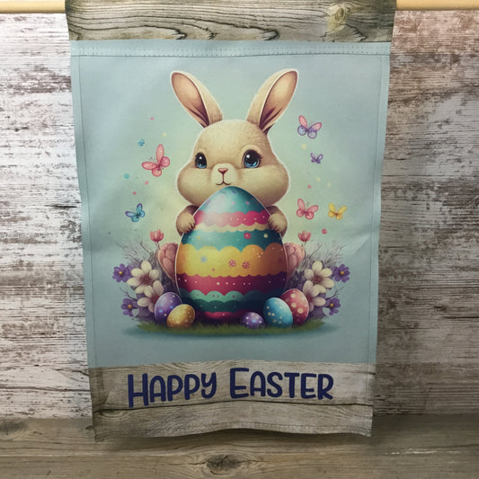 Happy Easter Bunny & Eggs Garden Flag