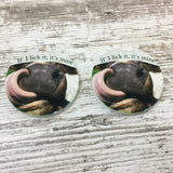 Cow Licking If I Lick It, It's Mine Car Coasters, Set of 2