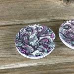 Purple Paisley Car Coasters