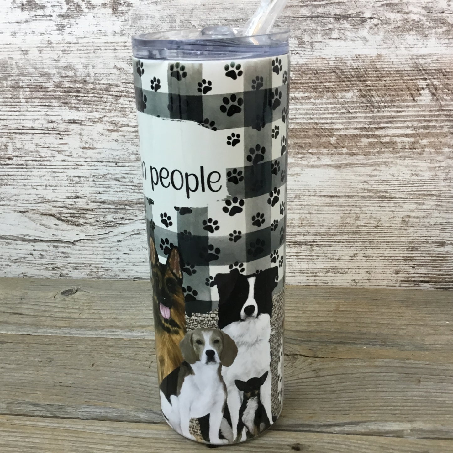 I Like Dogs More Than People Skinny Tumbler with Straw & Lid