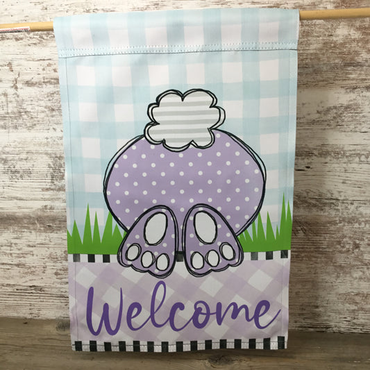 Welcome Bunny Butt Spring Garden Flag