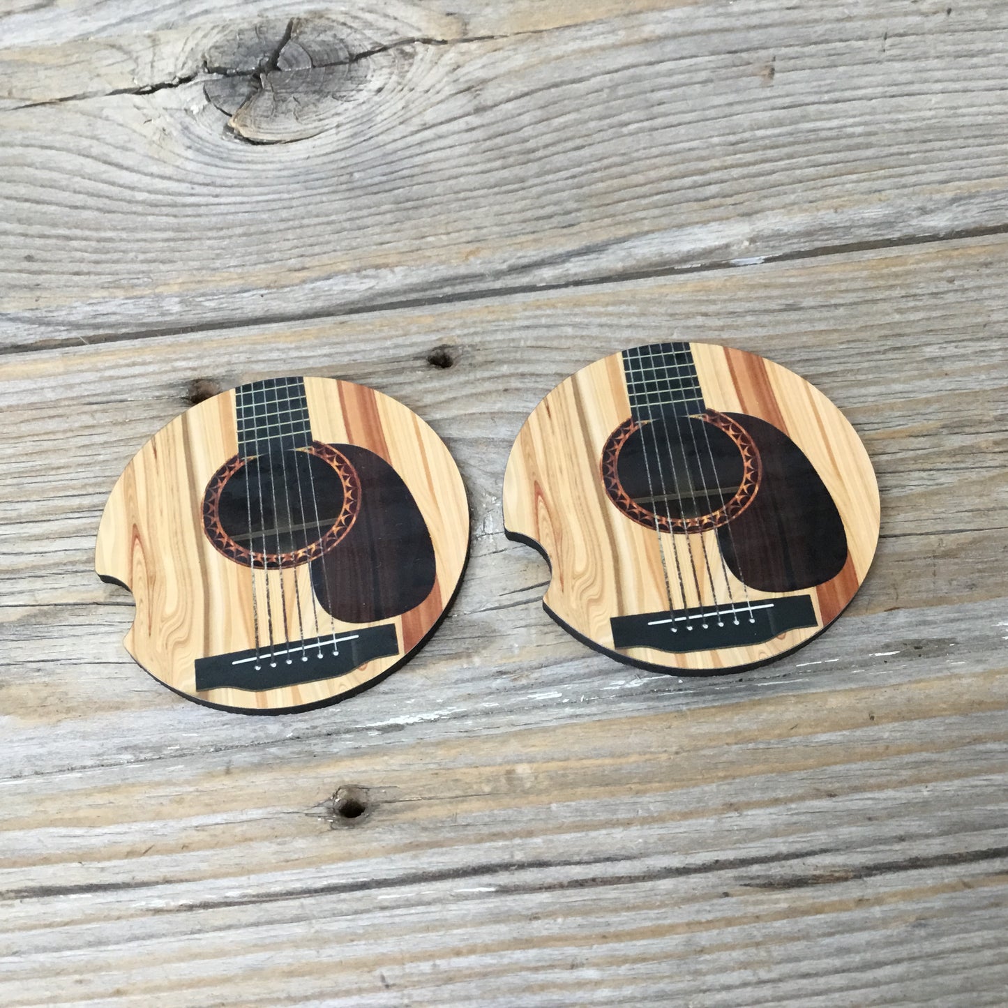 Acoustic Guitar Car Coasters Set of 2