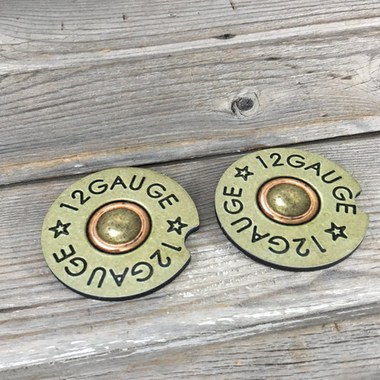 12 Gauge Shotgun Shell Hardboard  Car Coasters