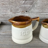 Vintage Glazed Stoneware Measuring Cup Set of 3 Beige and Browns