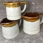 Vintage Glazed Stoneware Measuring Cup Set of 3 Beige and Browns