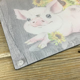 Sunflowers Pig Glass Cutting Board