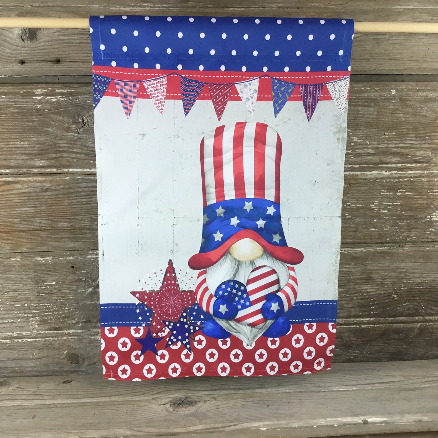 Patriotic Red, White and Blue Gnome Garden Flag