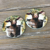 Goat Babies in Buckets Car Coasters, Set of 2