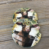 Goat Babies in Buckets Car Coasters, Set of 2
