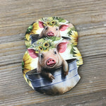 Pig Babies in Buckets Car Coasters, Set of 2 Car Coasters