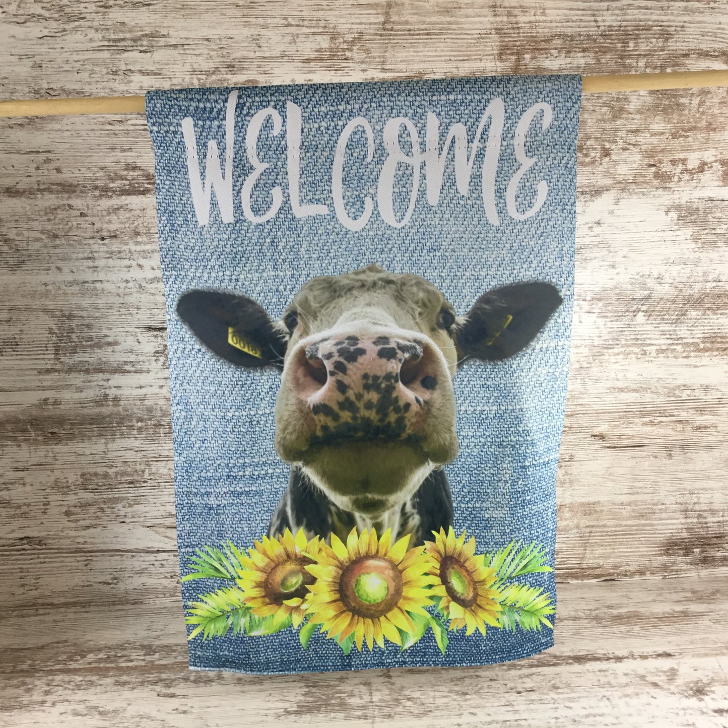 Welcome Holstein Black and White Cow Garden Flag