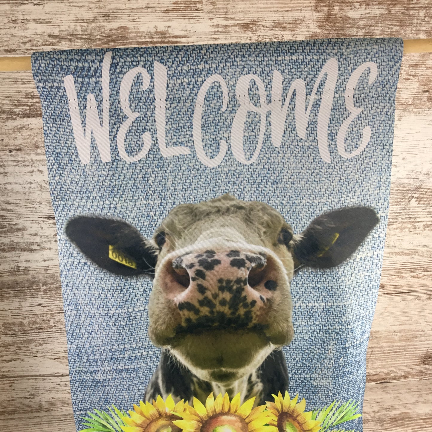 Welcome Holstein Black and White Cow Garden Flag