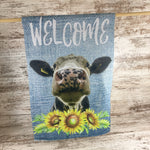 Welcome Holstein Black and White Cow Garden Flag