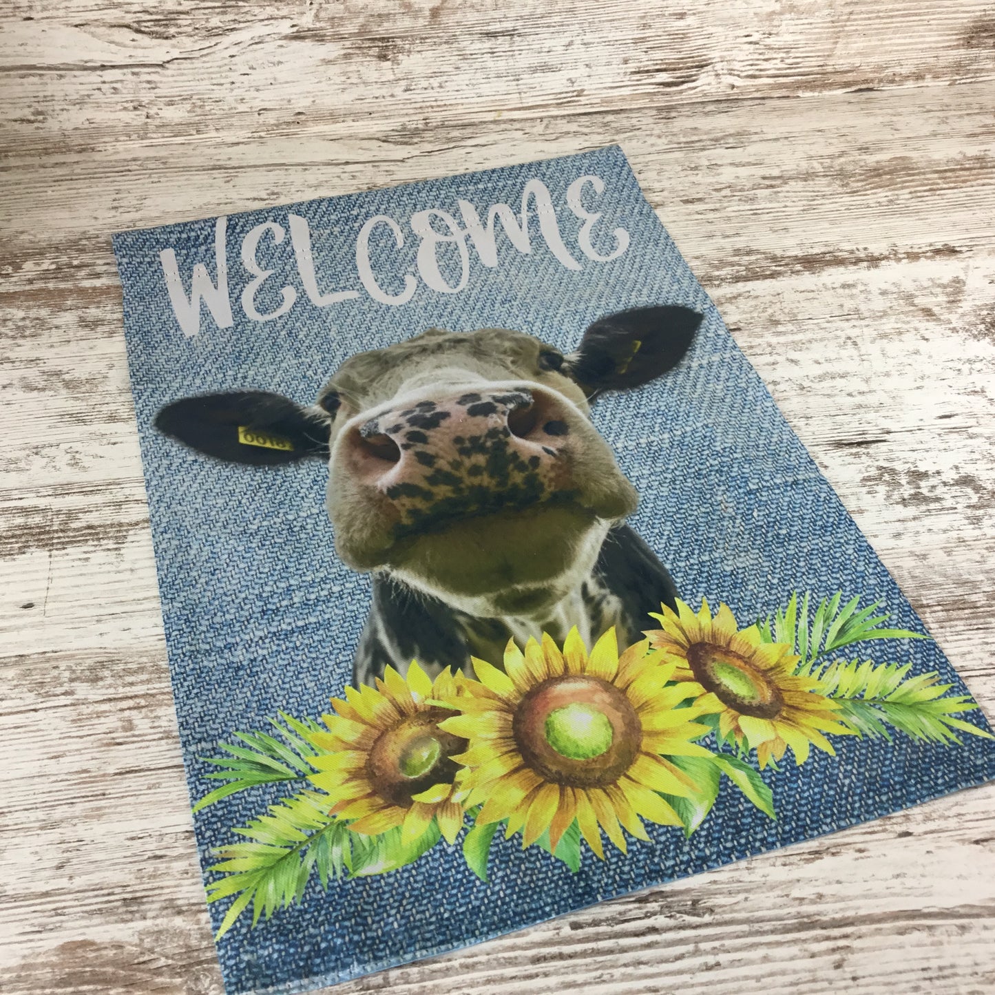 Welcome Holstein Black and White Cow Garden Flag