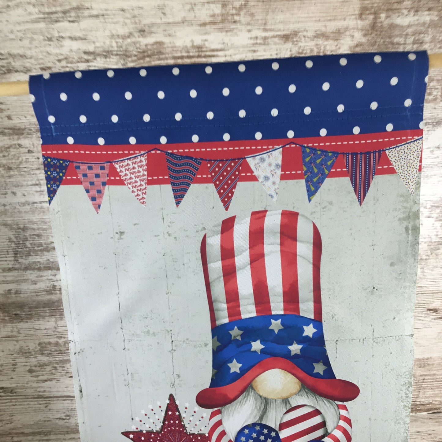 Patriotic Red, White and Blue Gnome Garden Flag