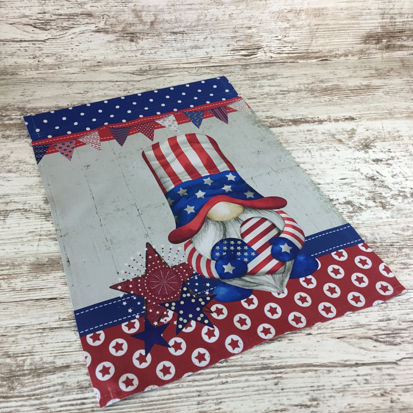 Patriotic Red, White and Blue Gnome Garden Flag