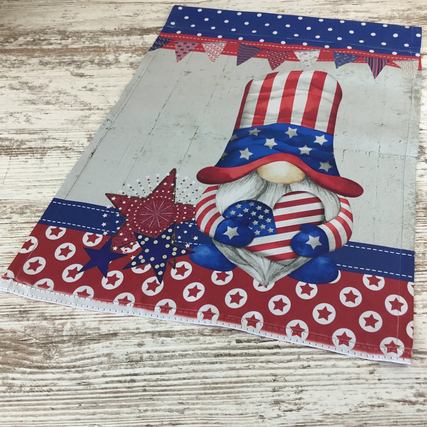 Patriotic Red, White and Blue Gnome Garden Flag