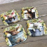 Barnyard Babies in Buckets Coasters, Set of 4 Coasters