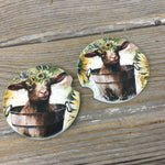 Goat Babies in Buckets Car Coasters, Set of 2