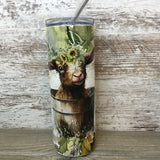Baby Goat in Bucket 20 oz Skinny Tumbler with Straw & Lid