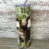 Baby Goat in Bucket 20 oz Skinny Tumbler with Straw & Lid