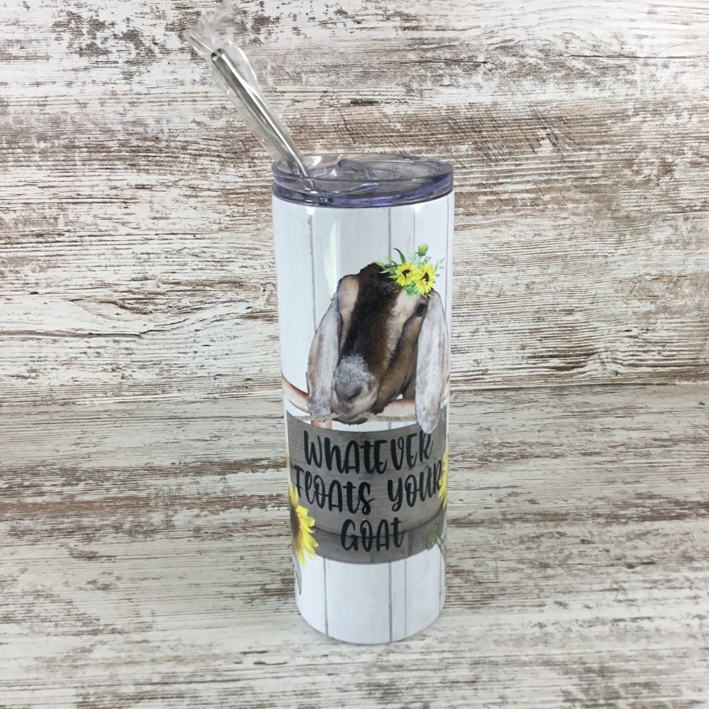 Whatever Floats Your Goat 20 oz Skinny Tumbler with Straw & Lid