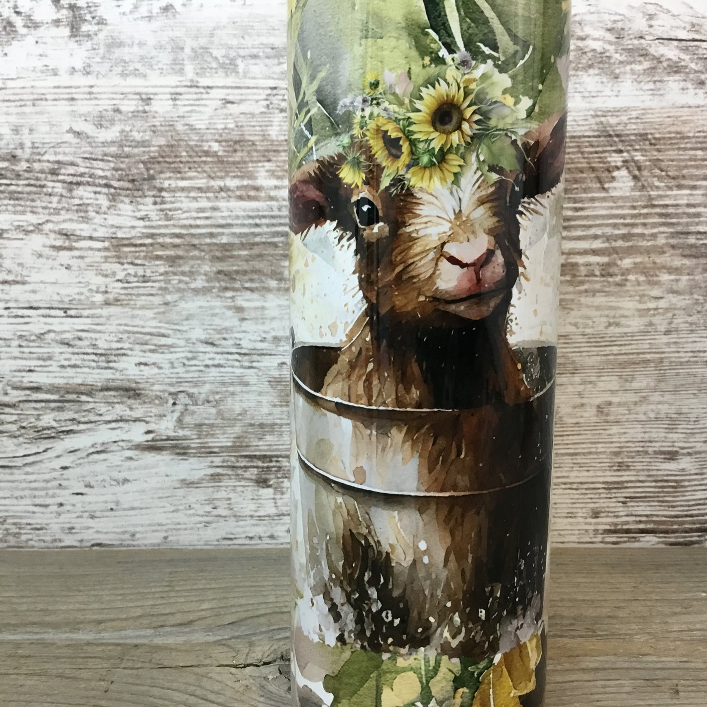 Baby Goat in Bucket 20 oz Skinny Tumbler with Straw & Lid