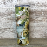 Highland Cow Calf in Bucket 20 oz Skinny Tumbler with Straw & Lid
