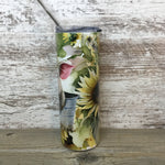 Sunflower Pig in Bucket 20 oz Skinny Tumbler with Straw & Lid