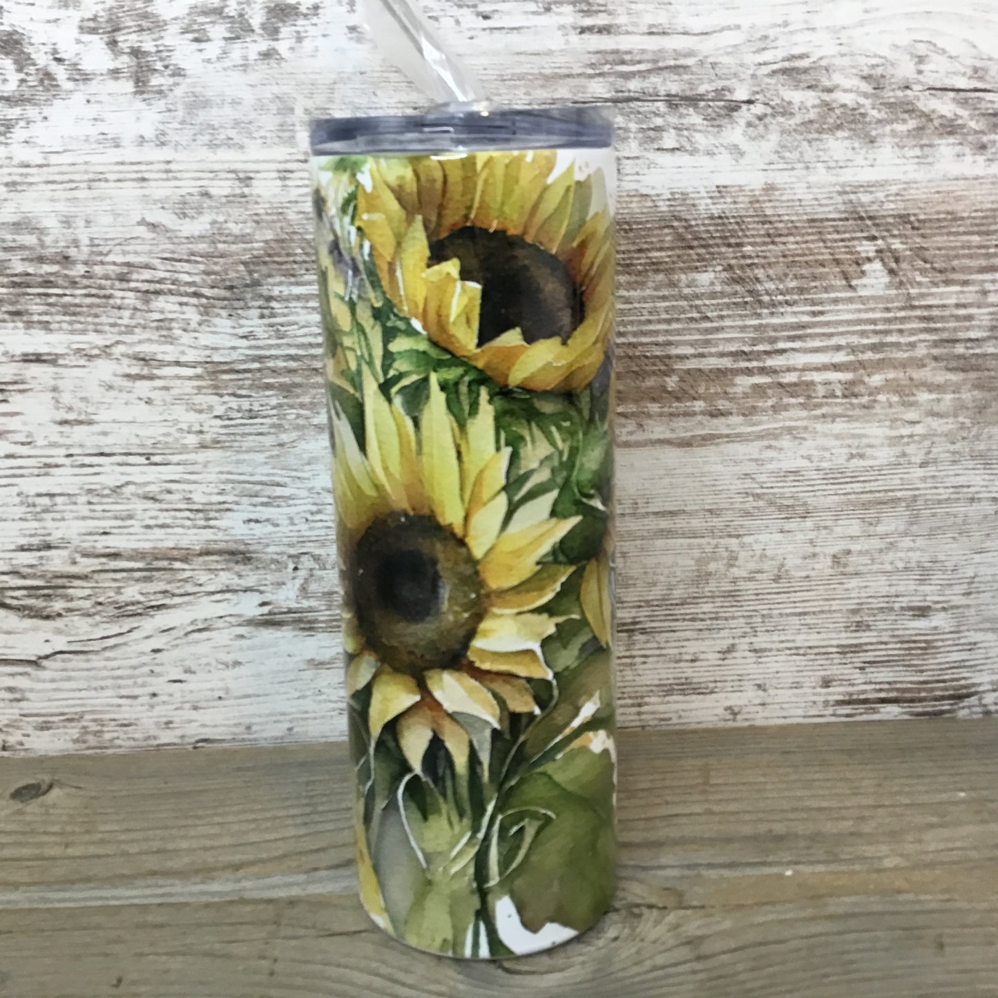 Sunflower Pig in Bucket 20 oz Skinny Tumbler with Straw & Lid