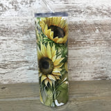 Sunflower Pig in Bucket 20 oz Skinny Tumbler with Straw & Lid