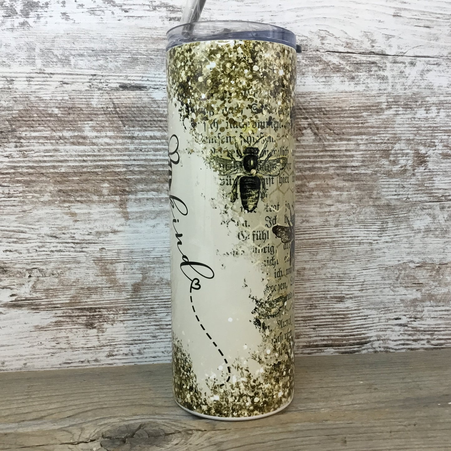 Bee Kind 20 oz Skinny Tumbler with Lid and Straw