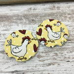 Chickens and Hearts Car Coasters Set of 2