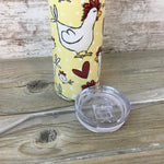 Chickens and Hearts 20 oz Skinny Tumbler with Straw & Lid