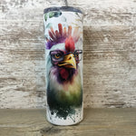 Crazy Chicken Metally Hilarious 20 oz Skinny Tumbler with Straw & Lid