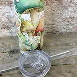 Cottagecore Pastel Mushrooms 20 oz Skinny Tumbler with Lid and Straw