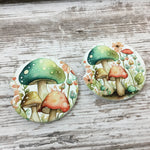 Cottagecore Pastel Mushrooms Car Coasters, Set of 2