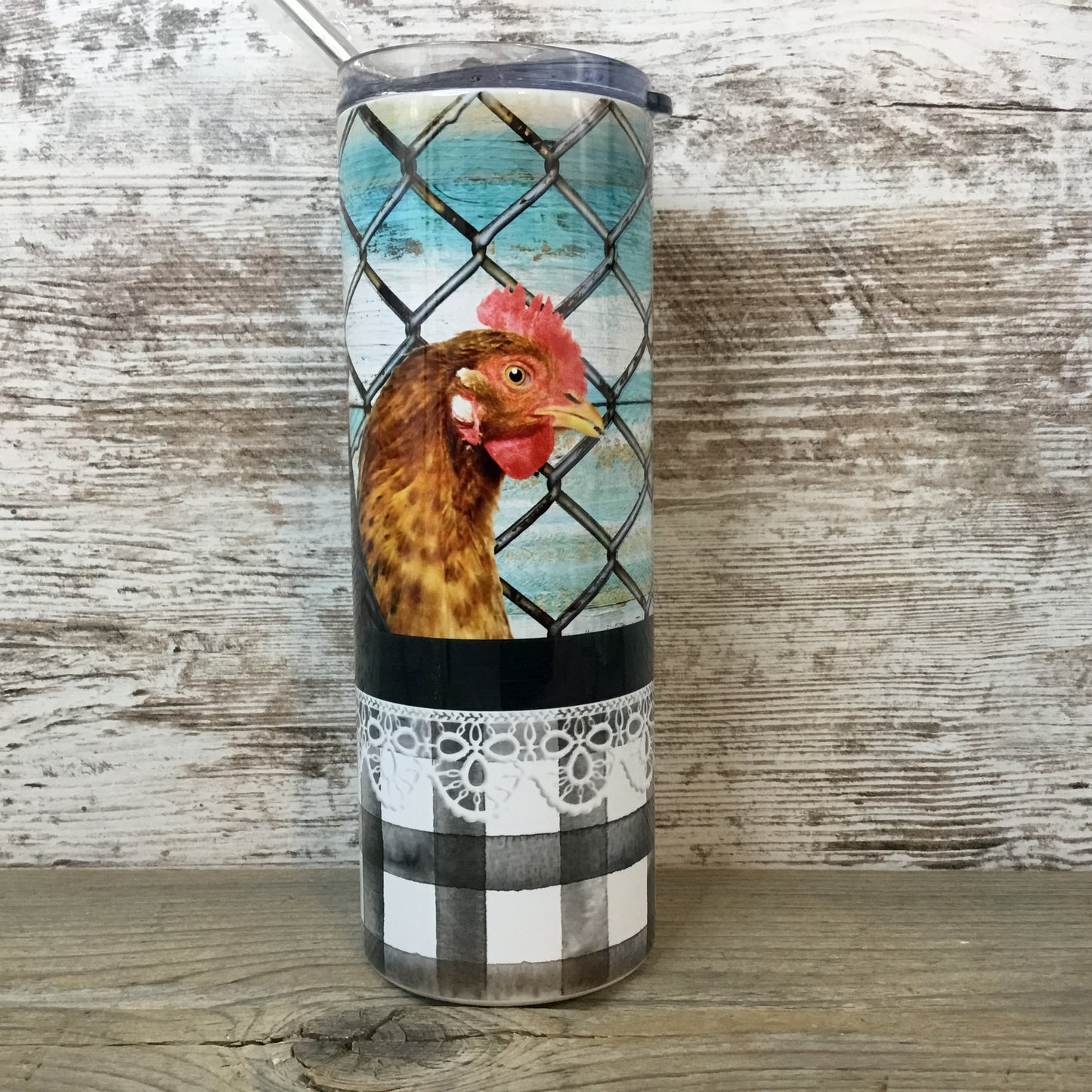 Funny Chickens 20 oz Skinny Tumbler with Straw & Lid