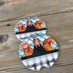 Funny Chickens Car Coasters Set of 2