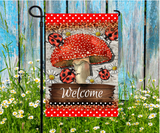 Lady Bugs and Mushrooms Garden Flag