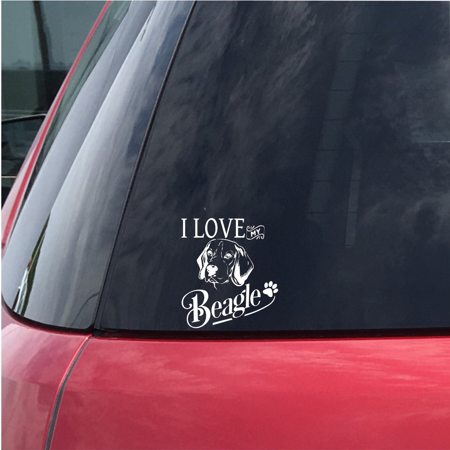 I Love My Beagle Vinyl Decal